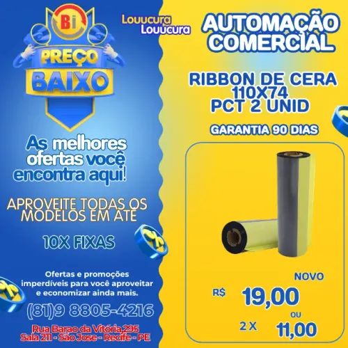 Ribbon Cera 110Mm X 74M 2 Unidades