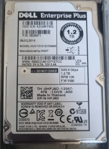 Lote 48 Hd dell 1.2tb 10k 6gb sas Pn hfj8d cada no lote