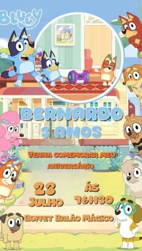 CONVITE DIGITAL INTERATIVO/Bluey e Bingo 