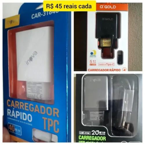 Carregador de celular tipo C, V8 e IPHONE