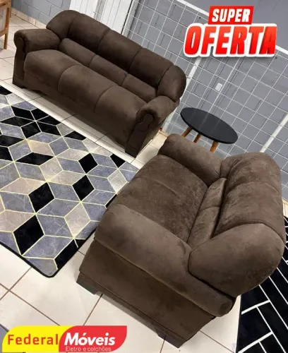 Sofá com 2 e 3 lugares Conjunto Suede - Super Oferta!