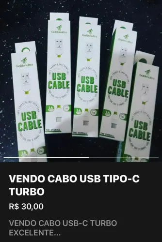 Cabo USB Tipo-C Turbo Goldenultra - Carregamento Rápido