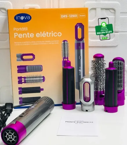 Kit Escova Secadora e Modeladora 5 em 1 - Entrega das 9 até as 22hrs