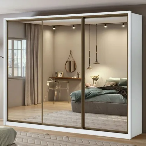 Guarda Roupa Casal com Espelho 3 Portas e 6 Gavetas