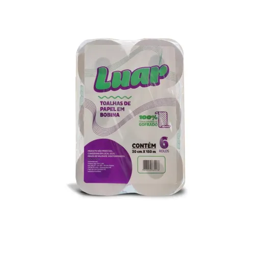 Fardo Toalha de Papel Luar Bobina 6 rolos de 150m