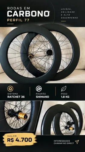 Rodas em Carbono perfil 75 para bike TT