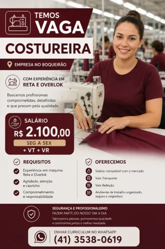 VAGA CLT COSTUREIRA