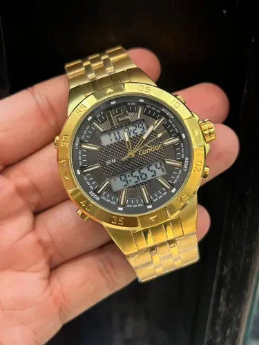 Relógio Masculino Condor Digital Analógico Dourado