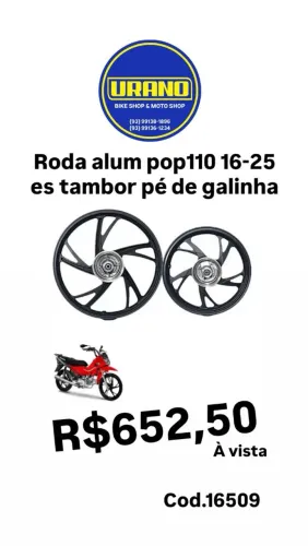 Jogo de roda alumínio pop110 pé de galinha 
