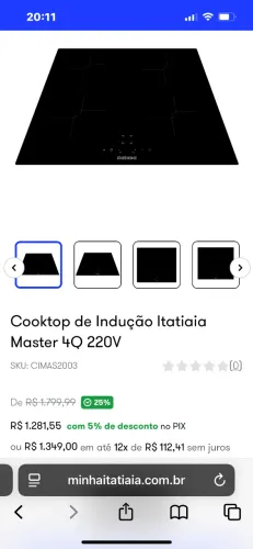 Cooktop indução Itatiaia 4 bocas