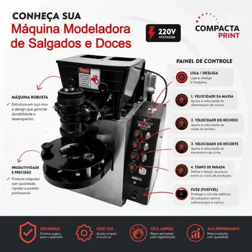 Máquina de Salgados Compacta Black Inox - Fortaleza (Retirada Local)