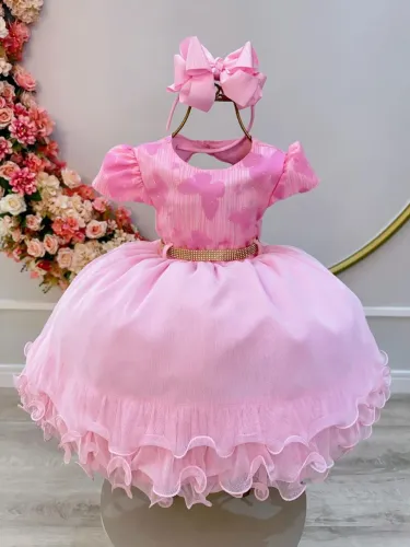 Vestido infantil rosa luxo