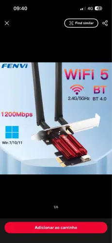Placa wifi fengvi wifi 5 pci express, dual band bluetooth 4.0