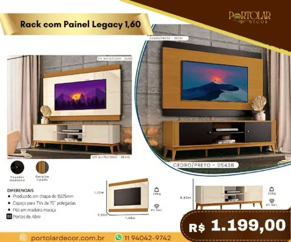 Rack com Painel Legacy a pronta entrega 