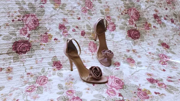 Sandalia Salto Alto Festa Casamento Debutante Delicada Rosa Rose Acetinado Cetim MY SHOES