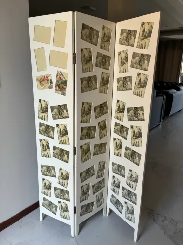 Biombo Divisória 3 Folhas com Porta-Retratos para 36 Fotos