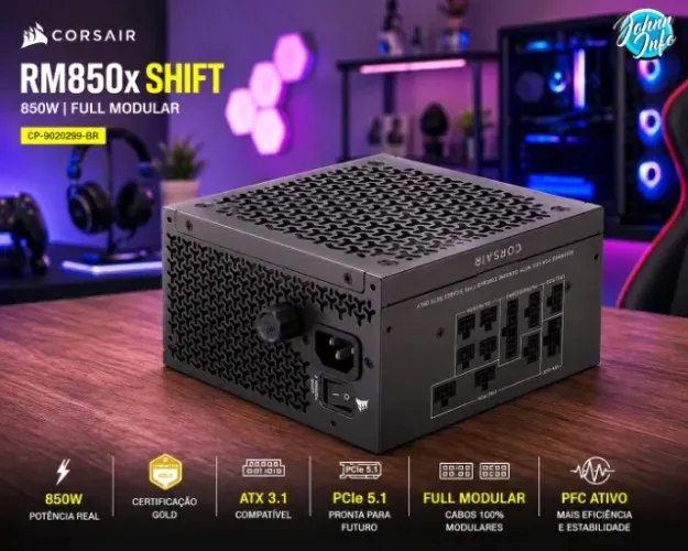 Fonte Corsair RM850x SHIFT 850W ATX 3.1 PCIe 5.1 Full Modular