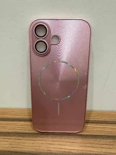 Capinha IPhone 17 rosa com brilho