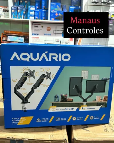 Suporte para monitor duplo articulado pistão a gás