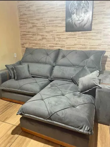 MARAVILHOSO SOFÁ RETRATIL RECLINAVEL 2,50 GRAN BELLO ESPUMA D33 MOLAS ENSACADA