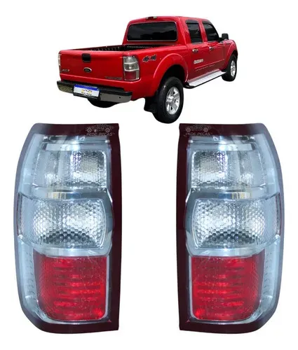 Par Lanterna Ford Ranger Xl Xls Xlt Limited 2010 A 2012 Nova Ambos Lados Vermelho Cristal