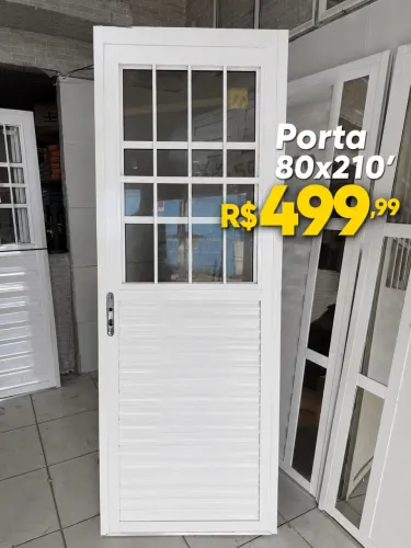 Porta de alumínio postigo 80x210 Branca 