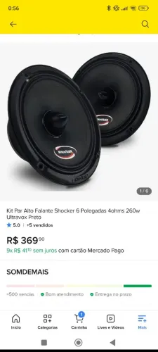 Auto falante shocker 6 polegadas 260w