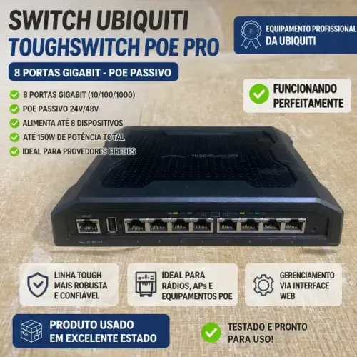 Switch Gerenciável PoE Ubiquiti TOUGHSwitch TS-8-PRO 8 Portas Gigabit