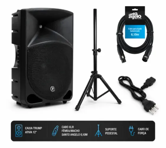 ACEITO PROPOSTAS!!! Kit Caixa Som Ativa Thump 12" Profissional Mackie 1000w+acessorios