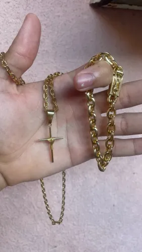 Cordão + Pulseira Banhados a Ouro - Kit Masculino com pouco menos de 1 Ano de Garantia