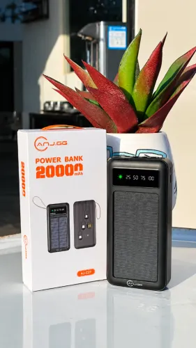 Power Bank Solar 20.000mAh 5 em 1 com Cabos Integrados + Lanterna LED