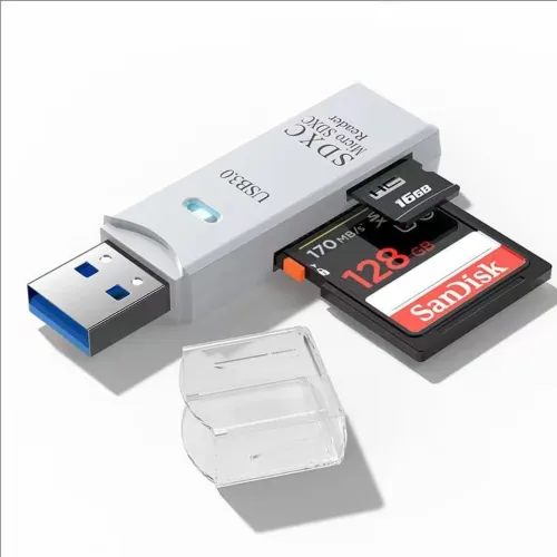 Adaptador USB 3.0 2 em 1 Leitor de cartão 