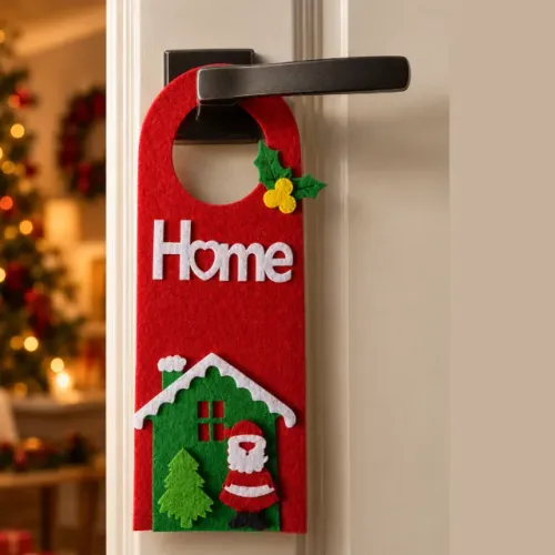 Enfeite Decoração de Natal Papai Noel Para Porta Em Feltro 10 Unidades Kit Vermelho 30CM