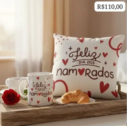 Kit Almofada e xícara dia dos namorados