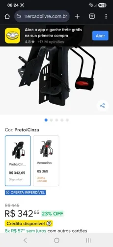 Cadeirinha de bicicleta dianteira