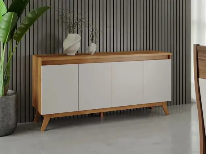 Buffet Flip Mel/Off White Com 4 Portas