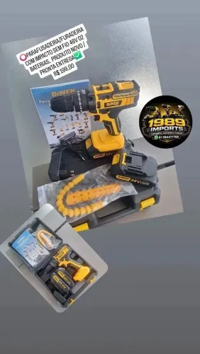 PARAFUSADEIRA/FURADEIRA COM IMPACTO SEM FIO 48V (02 BATERIAS PADRÃO MAKITA)