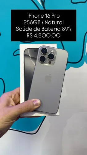Seminovo: iPhone 16 Pro 256GB / Natural / Saude de Bateria 89% - Loja Fisica