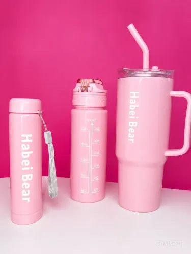 Kit de garrafas de academia rosa