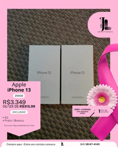 IPHONE 13, 5G, 256GB, LACRADO, EXCLUSIVO!