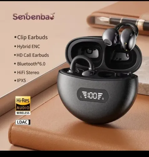 Fone de Ouvido Bluetooth 6.0 Clip Earbuds Senbenbao ? Case com Display de Bateria