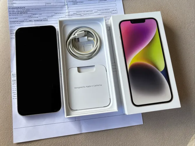 iPhone 14 - 256gb, completo com Nota Fiscal, saude da bateria em 82%
