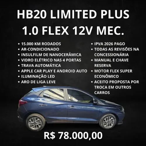 Hyundai HB20 Limited Plus1.0 Flex 12V Mec. 2025