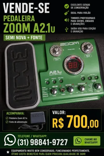 PEDALEIRA ZOOM A2.1u PARA VIOÇAO - SEMI NOVA COM FONTE