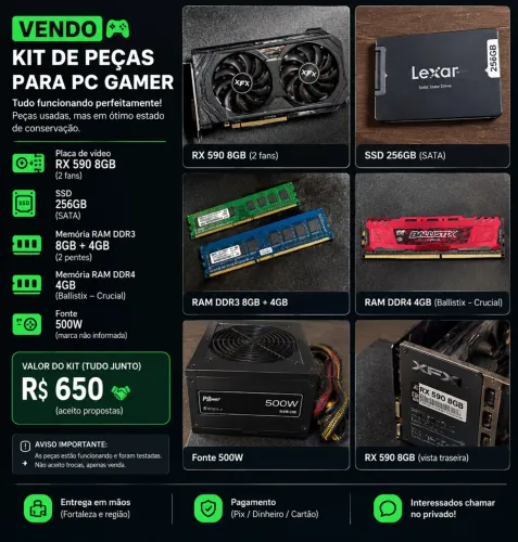 VENDO PEÇAS DE PC GAMER - TUDO FUNCIONANDO!