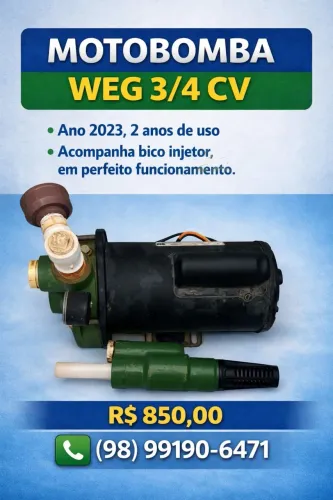 Motobomba 3/4 cv Weg seminova