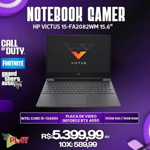 Notebook Gamer HP Victus 15-FA2082WM - Novo na Caixa 