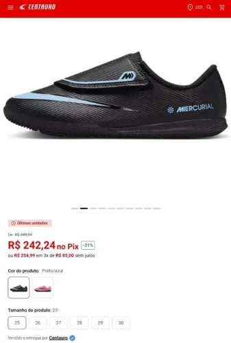 Chuteira Futsal Infantil Nike Mercurial Vapor 16 Club Tamanho 25
