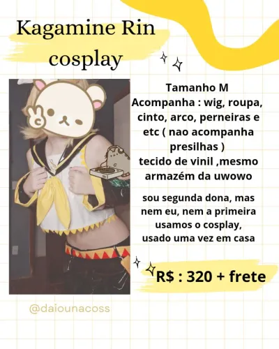 Cosplay rin kagamine UWOWO