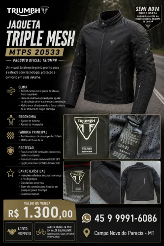 JAQUETA TRIPLE MESH TRIUMPH XXL - EEG - ACEITA BIKE NO ROLO